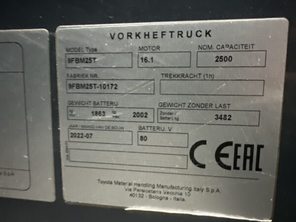 TOYOTA 9FBM25T - ***Vorkheftruck Elektro*** - Image 4