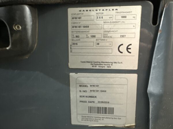 TOYOTA 8FBE18T - Vorkheftruck Elektro - Afbeelding 4