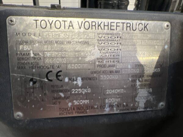 TOYOTA 7FBMF35 - Vorkheftruck Elektro - Afbeelding 4