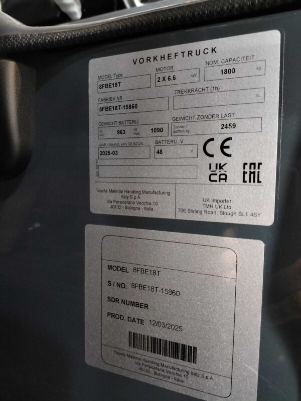 TOYOTA 8FBE18T - Vorkheftruck Elektro - Afbeelding 5