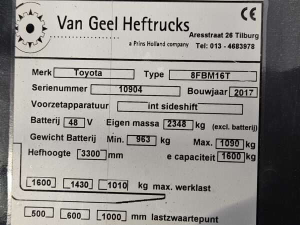TOYOTA 8FBM16T - Vorkheftruck Elektro - Afbeelding 4