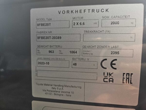 TOYOTA 8FBE20T - Vorkheftruck Elektro - Afbeelding 4