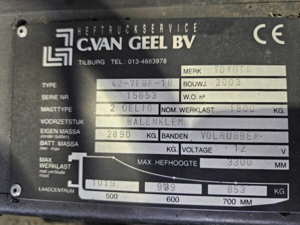 TOYOTA 42-7FGF18 - Vorkheftruck Gas - Afbeelding 4