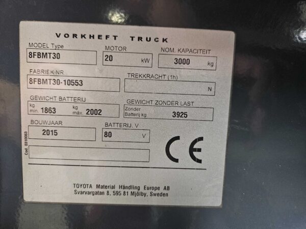 TOYOTA 8FBMT30 - Vorkheftruck Elektro - Afbeelding 4