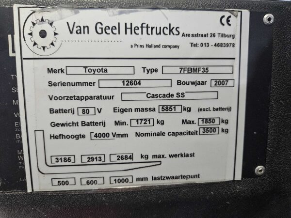TOYOTA 7FBMF35 - Vorkheftruck Elektro - Image 4