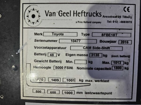 TOYOTA 8FBE18T - Vorkheftruck Elektro - Image 4