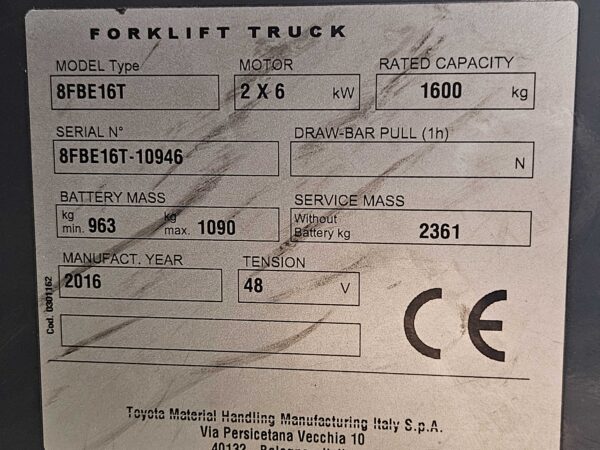 TOYOTA 8FBE16T - Vorkheftruck Elektro - Image 4