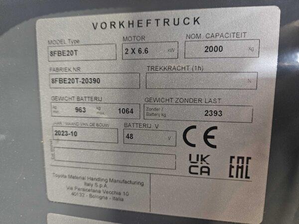 TOYOTA 8FBE20T - Vorkheftruck Elektro - Afbeelding 5