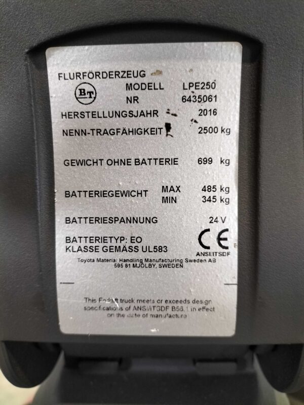 BT LPE250 - Pallettruck Elektro - Afbeelding 4