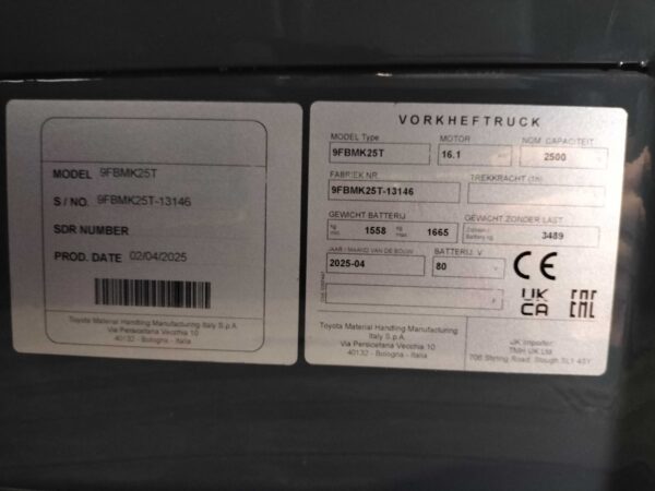 TOYOTA 9FBMK25T - Vorkheftruck Elektro - Afbeelding 4
